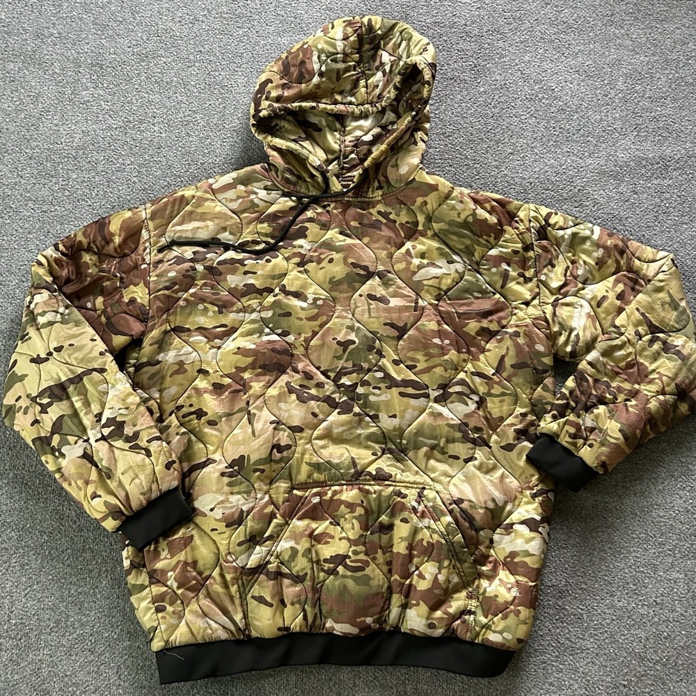 High speed daddy Jacket Mens 2XL Green Camo Quilted Hooded Pullover Hunting